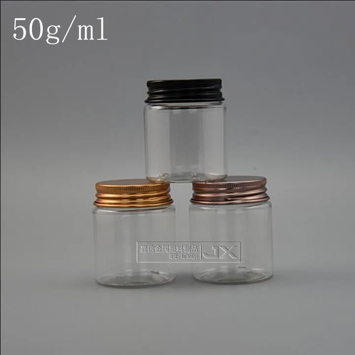 

Free Shipping 50g/ml Clesr Plastic Cream Lucifugal Bottle cream Lotion Pomade Pill Bath Salt Small Sample Empty packing Jar