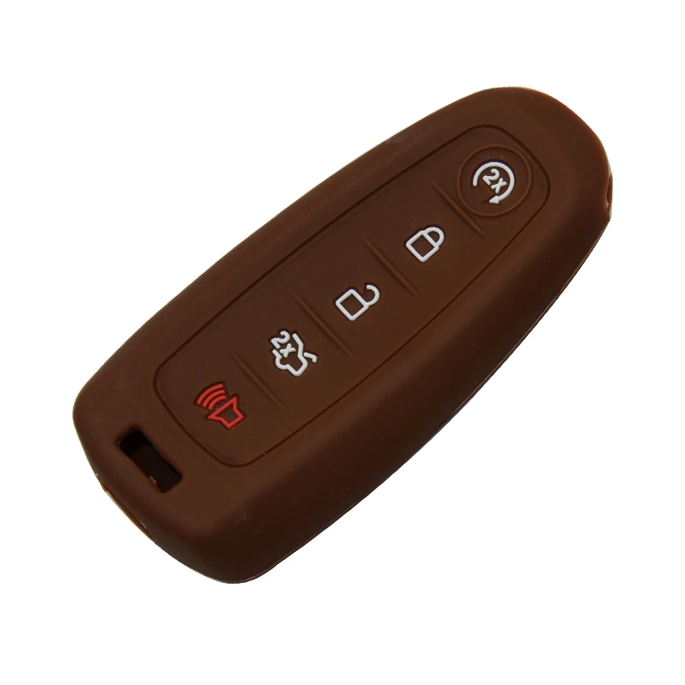 1 шт./лот, высокое качество, силиконовый резиновый чехол для ключей, брелок для Ford Focus Edge Escape Explorer, Телец Линкольн, 5 кнопок, резиновый чехол для ключей - Название цвета: brown