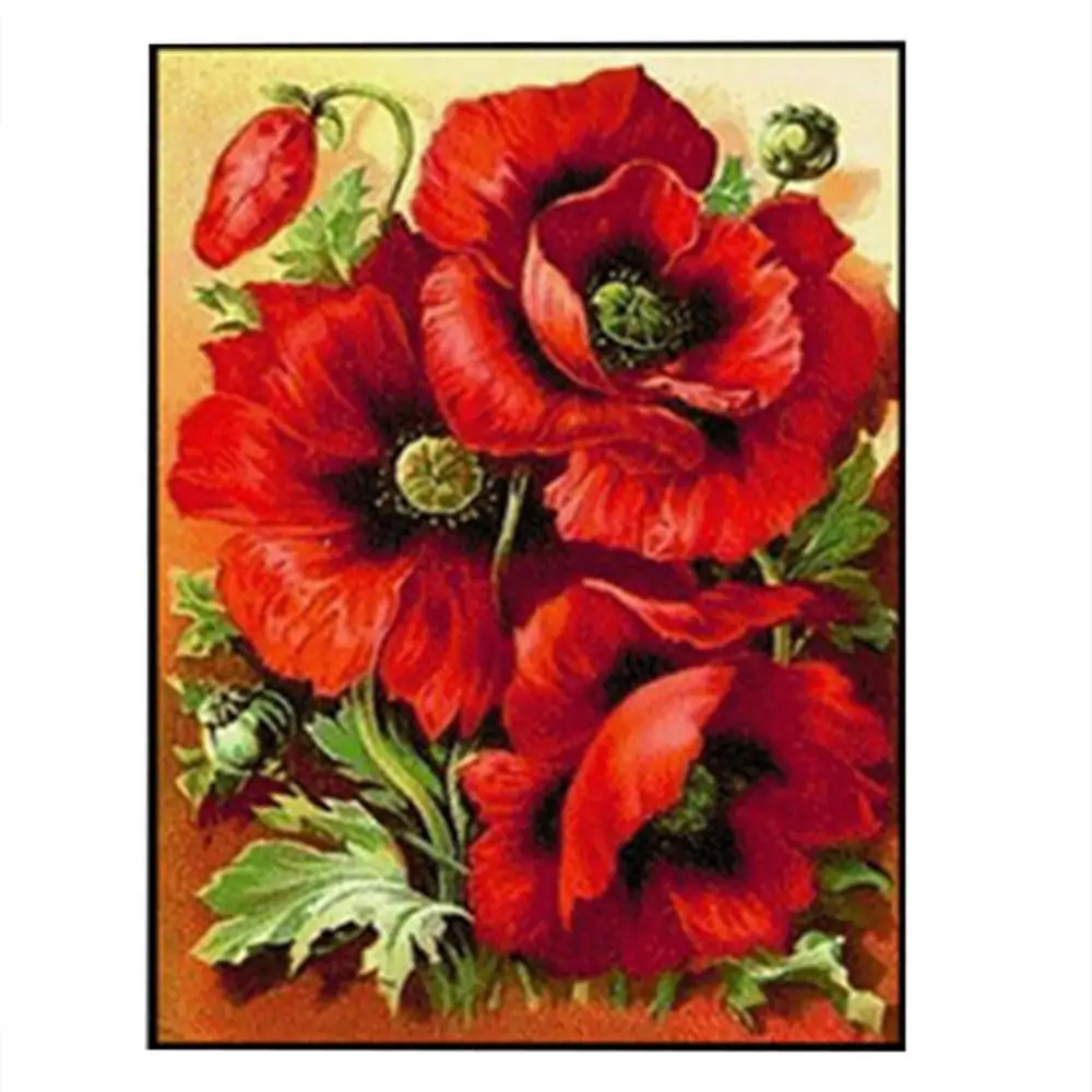 

Diy diamond embroidery Poppy Flower 5D diamond mosaic painting modern flower cross stitch rhinestone painting