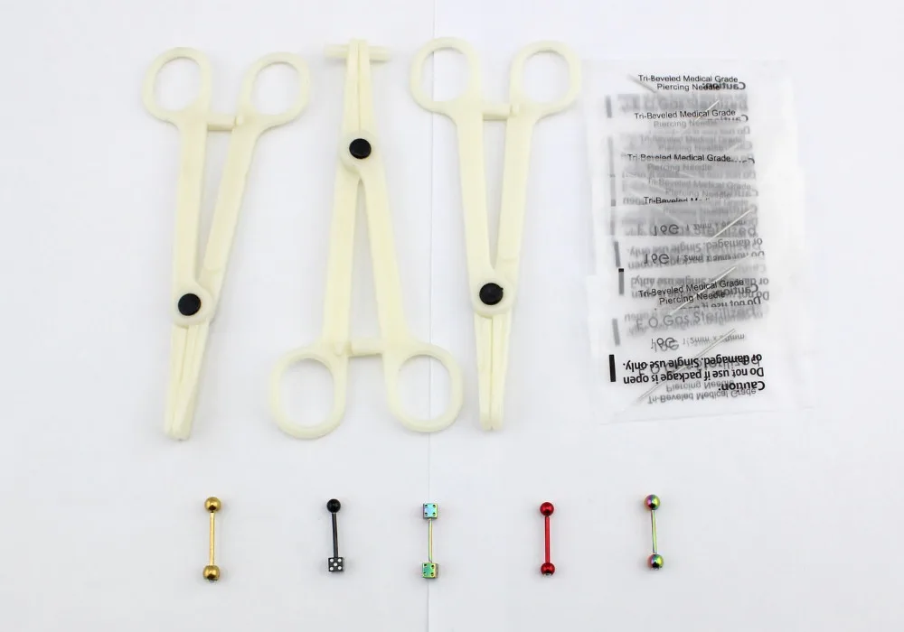 Disposable Body Piercing Kit Tools Pliers Forceps Needles Set with