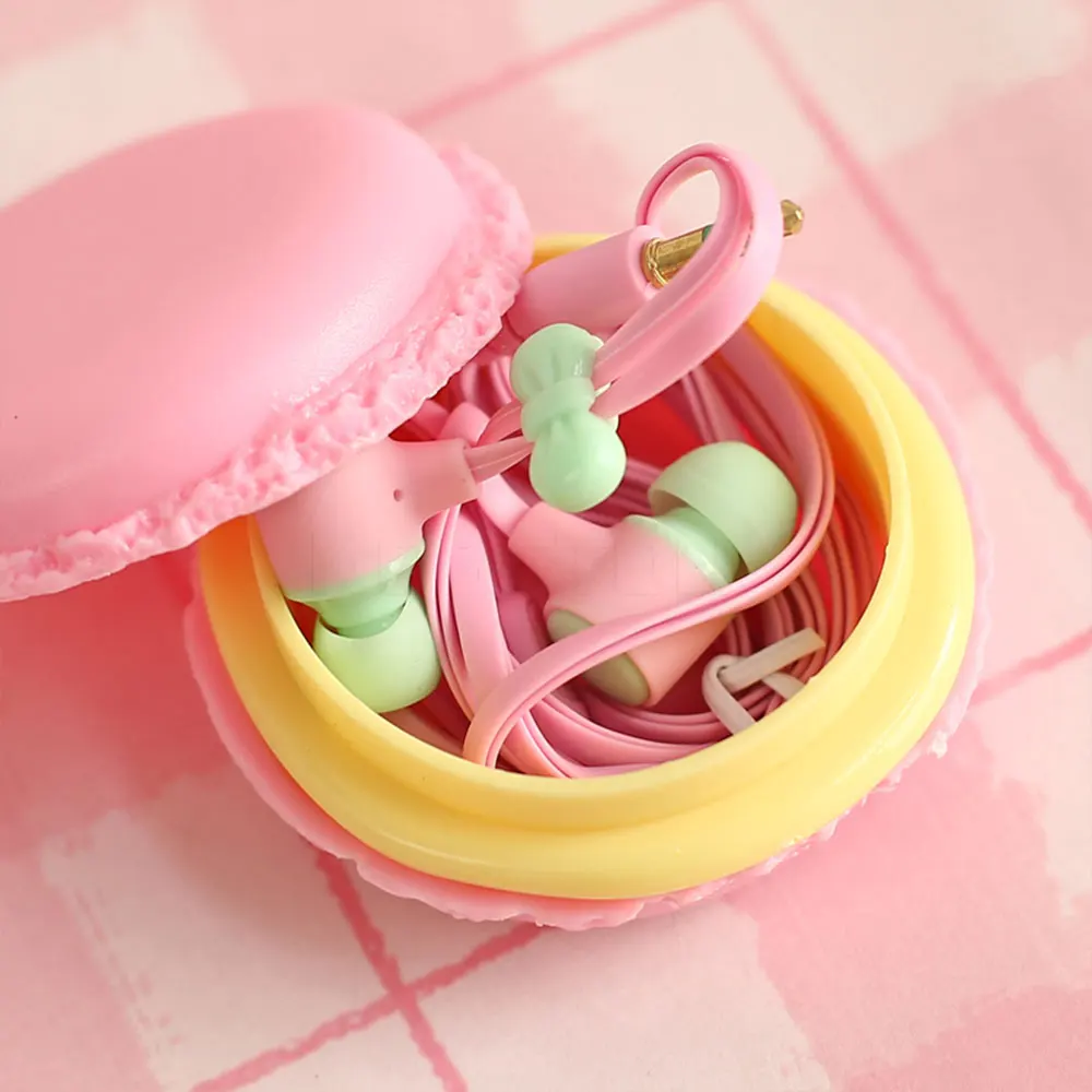 

Macaroon Earphones Line Type Headphone 3.5mm In-Ear with Macaroon Case for Xiaomi for Samsung for Sony for iPhone Storage Case