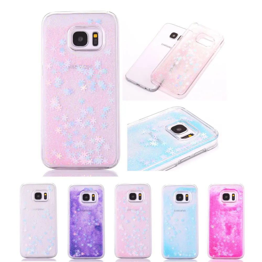 FQYANG Snowflake Dynamic Liquid Quicksand Transparent PC Phone Case For Samsung S6 edge plus S7 EDGE S6EDGE NOTE5 J7 Back Cover | Мобильные