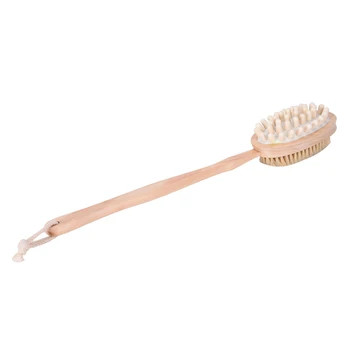 

1PC 2-in-1 Body Brush Sided Natural Bristles Body Brush Scrubber Long Handle Wooden Spa Shower Brush Bath Massage Brushes