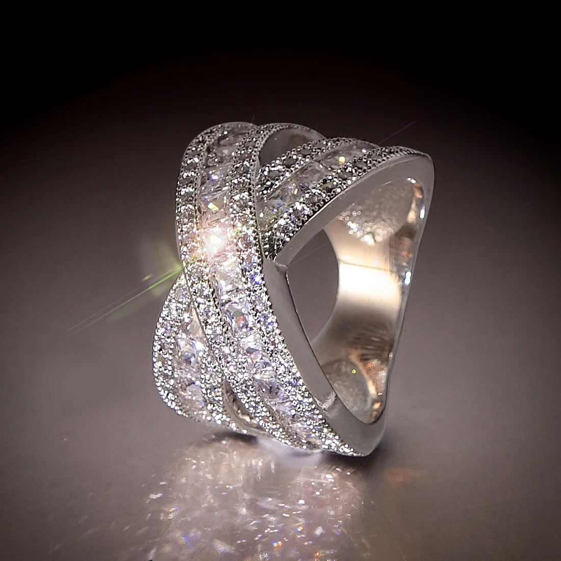 Новое поступление, циркониевые серебряные большие кольца для женщин, модные обручальные кольца, ювелирные изделия
