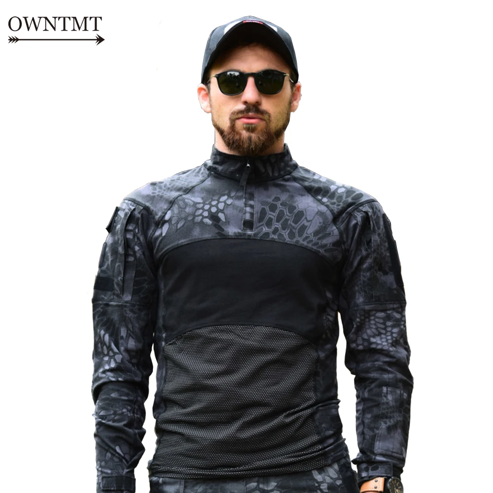 

Military Mens Camouflage Tactical T Shirt Long Sleeve Rip-stop Cotton Breathable Combat Frog Tshirt Men Training Shirts S-3XL