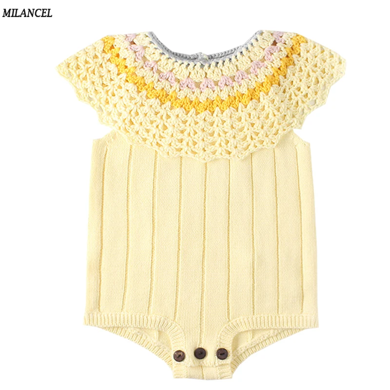 MILANCEL Baby Bodysuits Knitted Boys Bodysuit Sleeveless Baby Girls