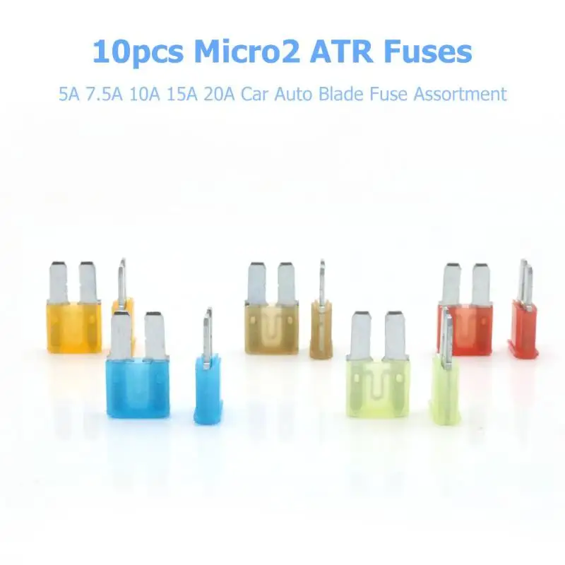 10 шт. предохранители Micro 2 ATR 5A 7.5A 10A 15A 20A для легковых автомобилей комплект
