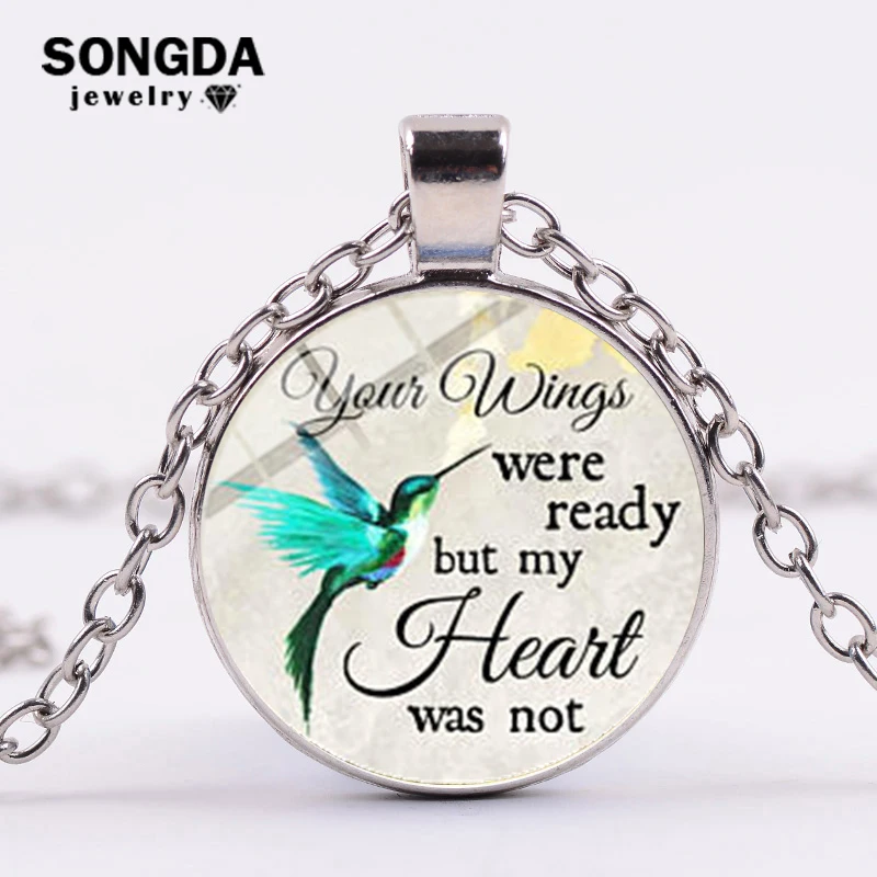 

SONGDA Memorial Loss Of A Loved One Pendant Necklace Your Wings Were Ready But My Heart Was Not Print Clavicular Chain Necklace