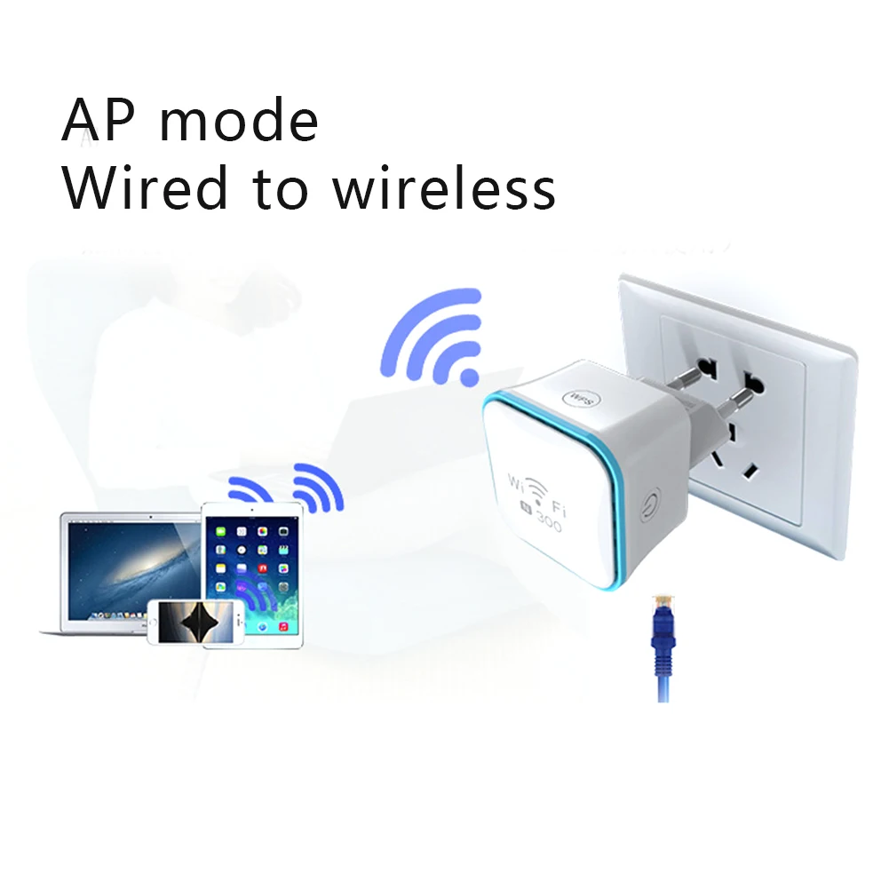 WiFi Range Extender мини беспроводной 300 Мбит/с Wi Fi ретранслятор Ethernet порт Интернет