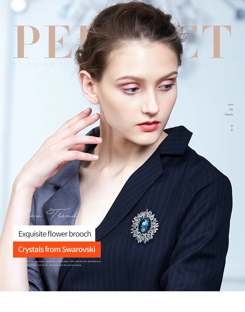 Blue Swarovski Crystal Brooches  (1)