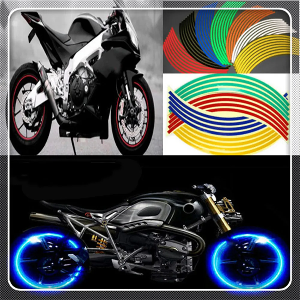 17&quot 18&quot Reflective Motorcycle Tire Rim Stripe Wheel Sticker For YAMAHA YZ250 FX YZ450 WR 250 450 250F 450F | Автомобили и
