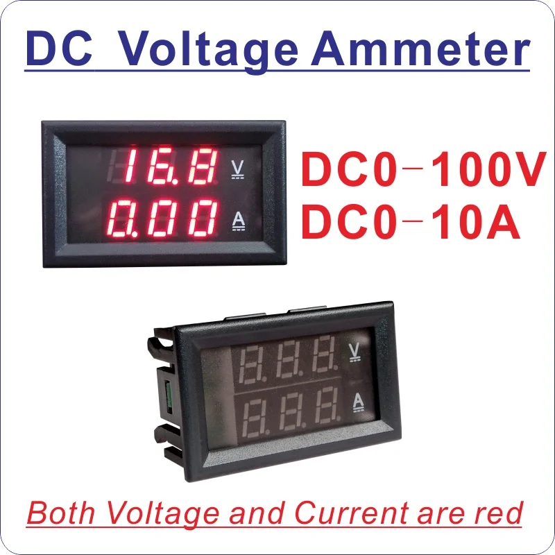 DC 0-100 V 10A цифровой вольтметр Амперметр Двойной дисплей детектор напряжения панель измерителя тока Ампер Вольт Калибр 0,2" Красный Синий светодиодный - Цвет: Red-Red