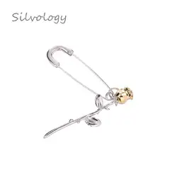 Silvology 925 пробы серебро Одна деталь Цвет разделения Pin розы серьги творчески женский праздничные украшения