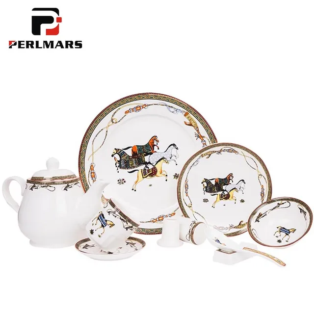 Creative Ceramic Porcelain Tableware Set Horse Pattern High end ... Creative Ceramic Porcelain Tableware Set Horse Pattern High end ...