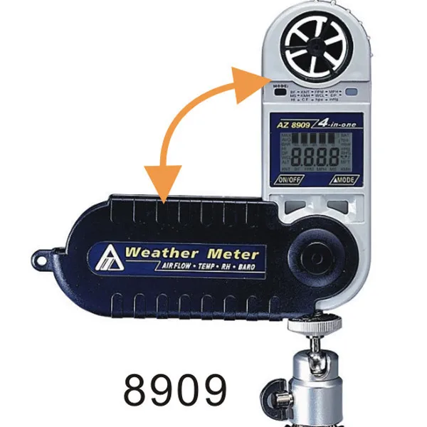 Az8909 Ручной цифровой Датчики воздушного потока скорость ветра метр с влажность и Темп тестер