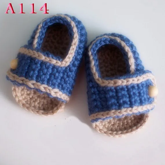 Крючком Обувь для младенцев Размеры 0-12 месяцев, вязание крючком детские сандалии изготовление под заказ