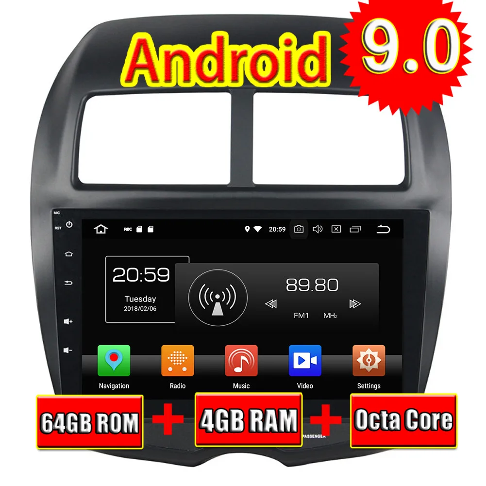 Автомобильный GPS-навигатор TOPNAVI 10 1 дюйма Android 9 0 для Mitsubishi ASX 2010 2011 2012 автомобильное