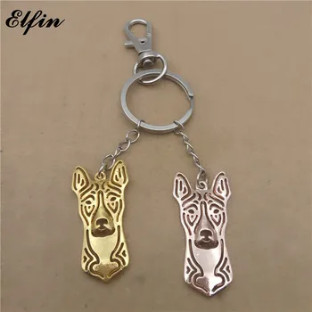 

Elfin 2017 Trendy Basenji Head Key Chains Gold Color Silver Color Animal Pet Memorial Jewellery Key Rings For Women Men
