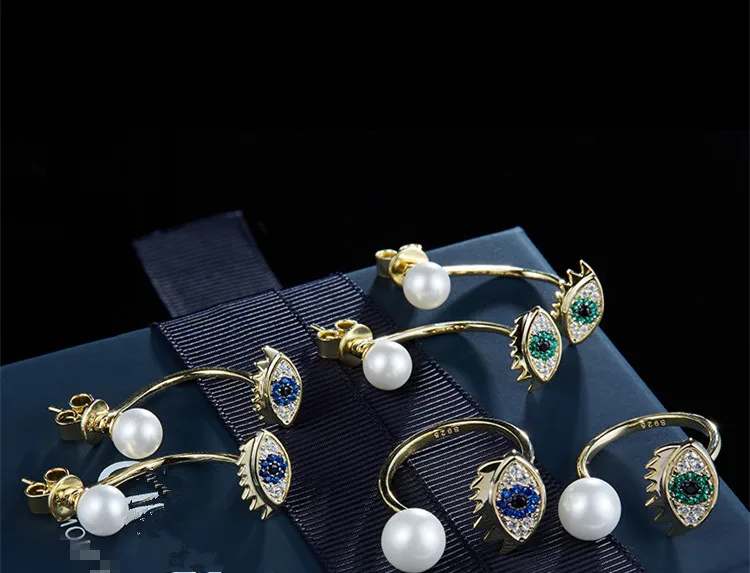 100 925 Sterling Silver Lucky charm ring with pearl Women Finger