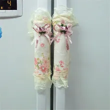 1 пара цветочные печатные крышка ручки холодильника декоративные пасторальные стиль кружева дверь холодильника Стенд Ручка крышки ручка для кухонной двери