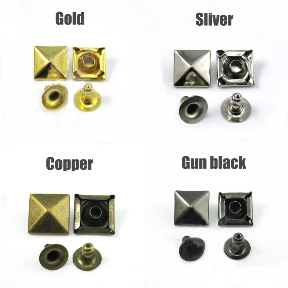 

Mix Color Free Shipping 100pcs/lot 10mm Pyramid Rivet Stud Leathercraft Accessories Collision Nail Metal Spike Rock