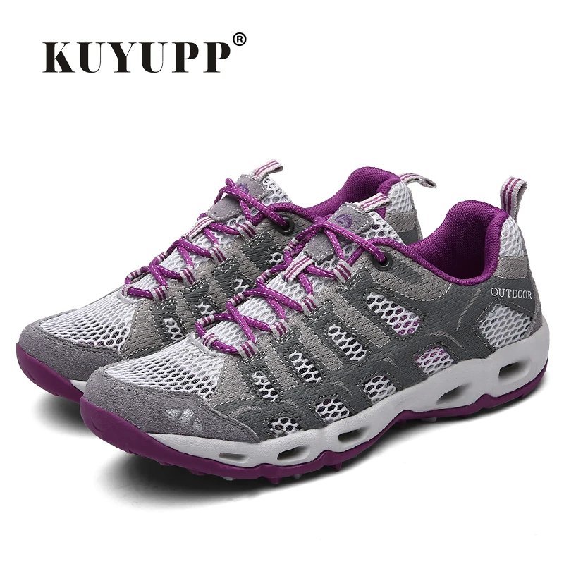 

New 2017 Summer Unisex Aqua Shoes Air Mesh Clorts Outdoor Shoes Women Sneakers Lace Up Breathable Hiking Shoes Size 35-44 V1