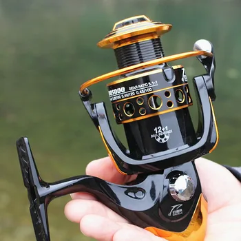 

DQ1000-6000 Series 12+1 BB 5.2:1 Large Fishing Reel Metal Spool Spinning Reel Carp Carretilha Pesca Coil