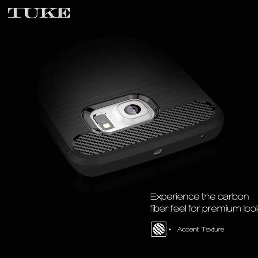 cheap Brand TUKE Case For Samsung Galaxy S6 Edge S6edge Luxury Carbon Fiber Anti drop TPU Soft Cover For Samsung S 6 Edge Phone Case