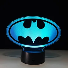 Принт Бэтмен 3D Светодиодная лампа USB креативное 3D освещение лампа визуальные ночные светильники Бэтмен Фигурка супергероя игрушка