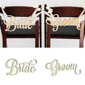

2pcs Rustic Wedding Wooden Chair Sign Bride and Groom Chair Signs Wood Signs Photo Props Wedding Decoration