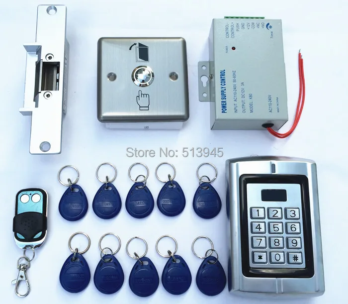 

DIY Door Access Control Kit Secure Door Lock RFID + Strike Lock+ Door bell+Card Reader Intercome