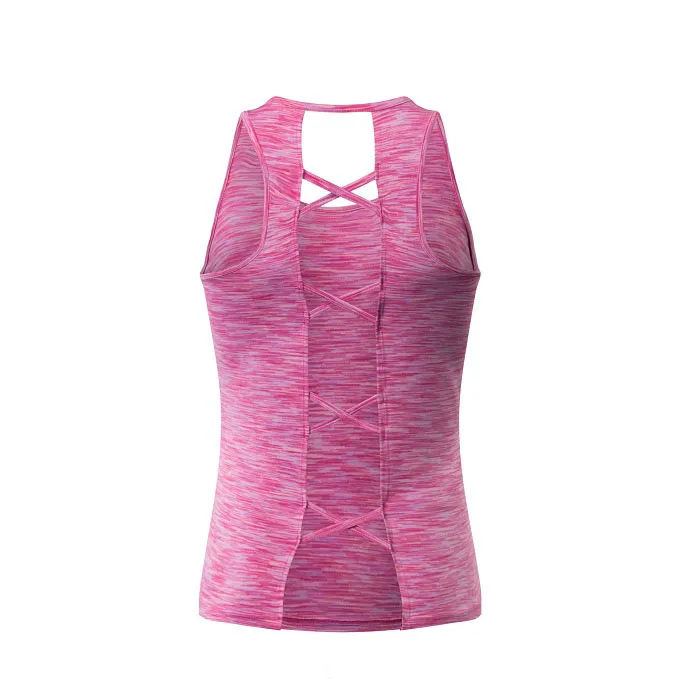 Топ для йоги с открытой спиной, одноцветная спортивная рубашка, Женская свободная быстросохнущая Спортивная майка для фитнеса, гимнастики, женская спортивная одежда - Цвет: Розовый