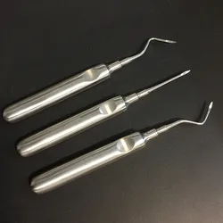 3Pcs Stainless Steel Dental Luxating Lift Elevator Teeth Clareador Curved Root Hexagon Handle Dentist Surgical Instrument Tool