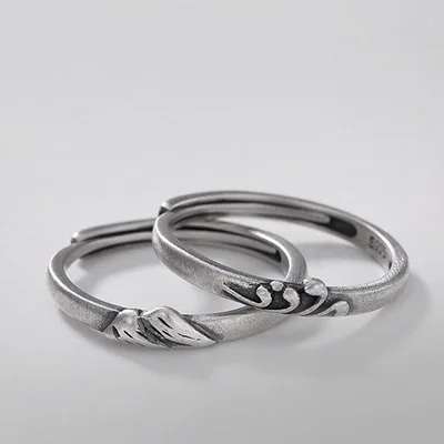 

2pcs/pair romantic 100%925sterling Silver mountain sea promise Real Love Couple Rings Jewelry For Women Wedding Engagement Ring