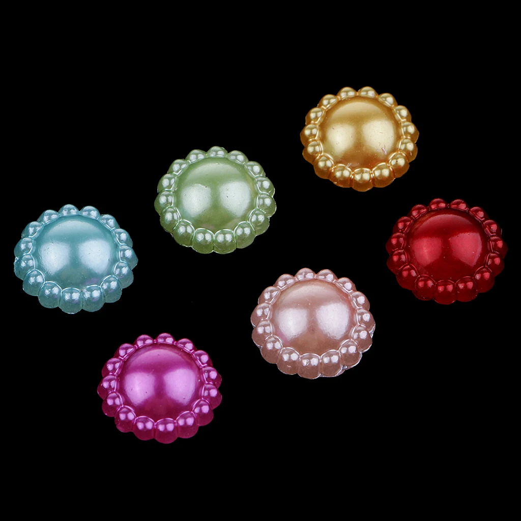 100x ABS Pearl Sunflower Resin Flatback Charms Beads Embellishment for DIY Craft Card Making Phone Case Decoration 13mm