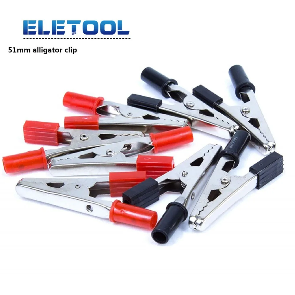 

5pair Crocodile Clips 51mm Length Insulated Plastic Handle Cable Lead Testing Metal Alligator Clamps Clips XF30
