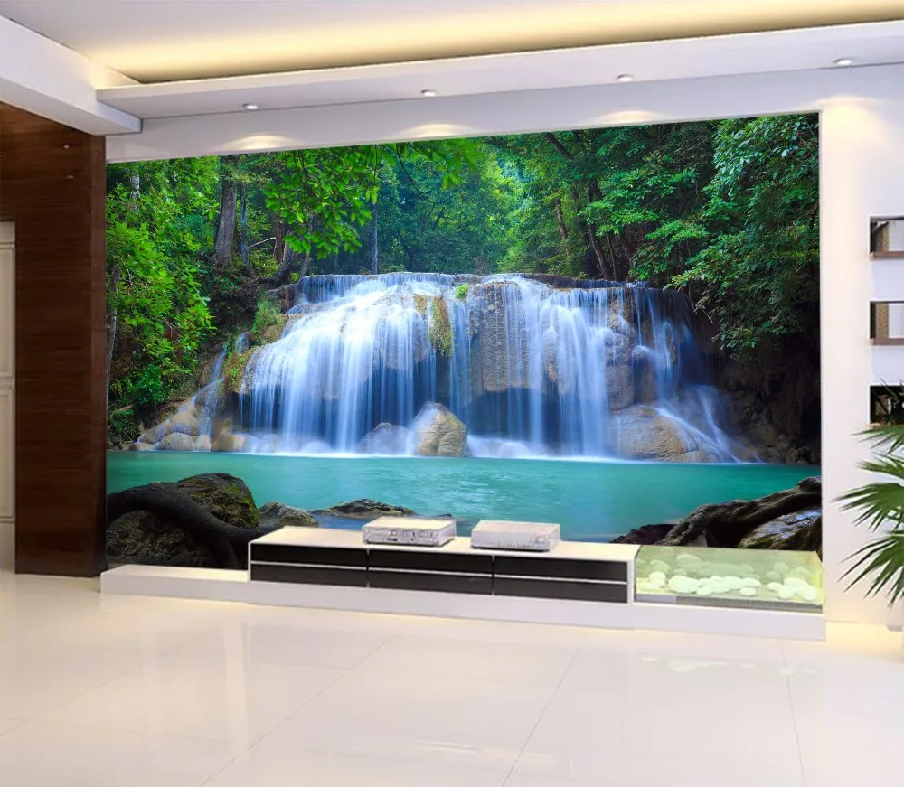 

[Self-Adhesive] 3D Stone Waterfall Forest 62 Wall Paper mural Wall Print Decal Wall Murals