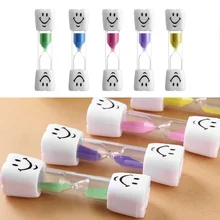 1 pc bonito sorriso rosto padrão ampulheta crianças escova de dentes temporizador 3 minutos sorriso sandglass dente escovação ampulheta cozinha temporizadores