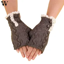 Подходит для женщин, девушек и девочек. кружева руки запястья теплые зимние без пальцев Вязаные перчатки варежки новое поступление