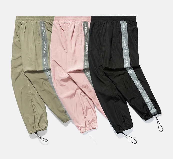 2018 autumn Side Arrow Color Block Patchwork Reflective stripe screen pants men hip hop high quality joggers clothes | - Цена: 