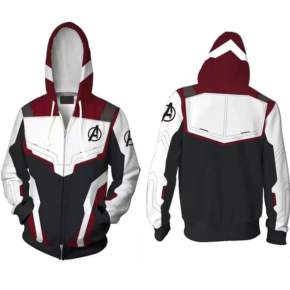 Avengers Endgame Cosplay Quantum Realm Costumes Sweatshirt Hoodie Jacket Captain Marvel Tech Hooded Superhero America Zipper