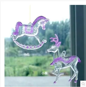 

Christmas festive ornaments pendant high transparent angel bear deer horses four a group of acrylic wedding