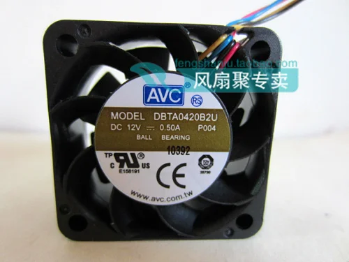 AVC 4cm4020 12V0.50A new original four-pin dual ball bearing fan DBTA0420B2U4 line support gun violence supports PWM thermostat |