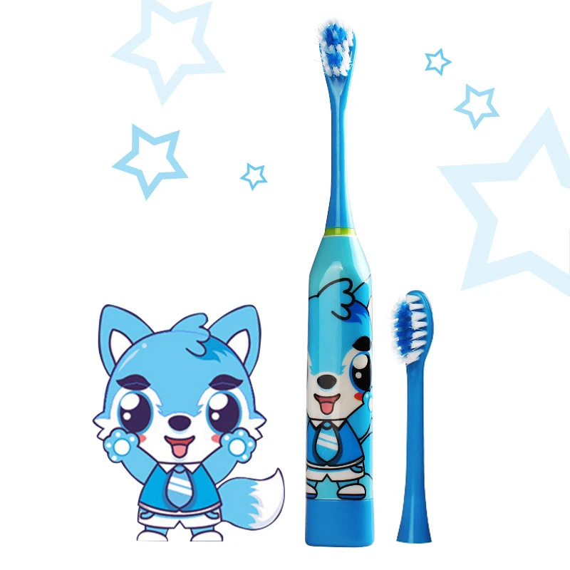 

GOODPI kids electric toothbrush Electric Teeth Brush with 2 pcs Head Cartoon Pattern tooth brush electric Soft Bristle