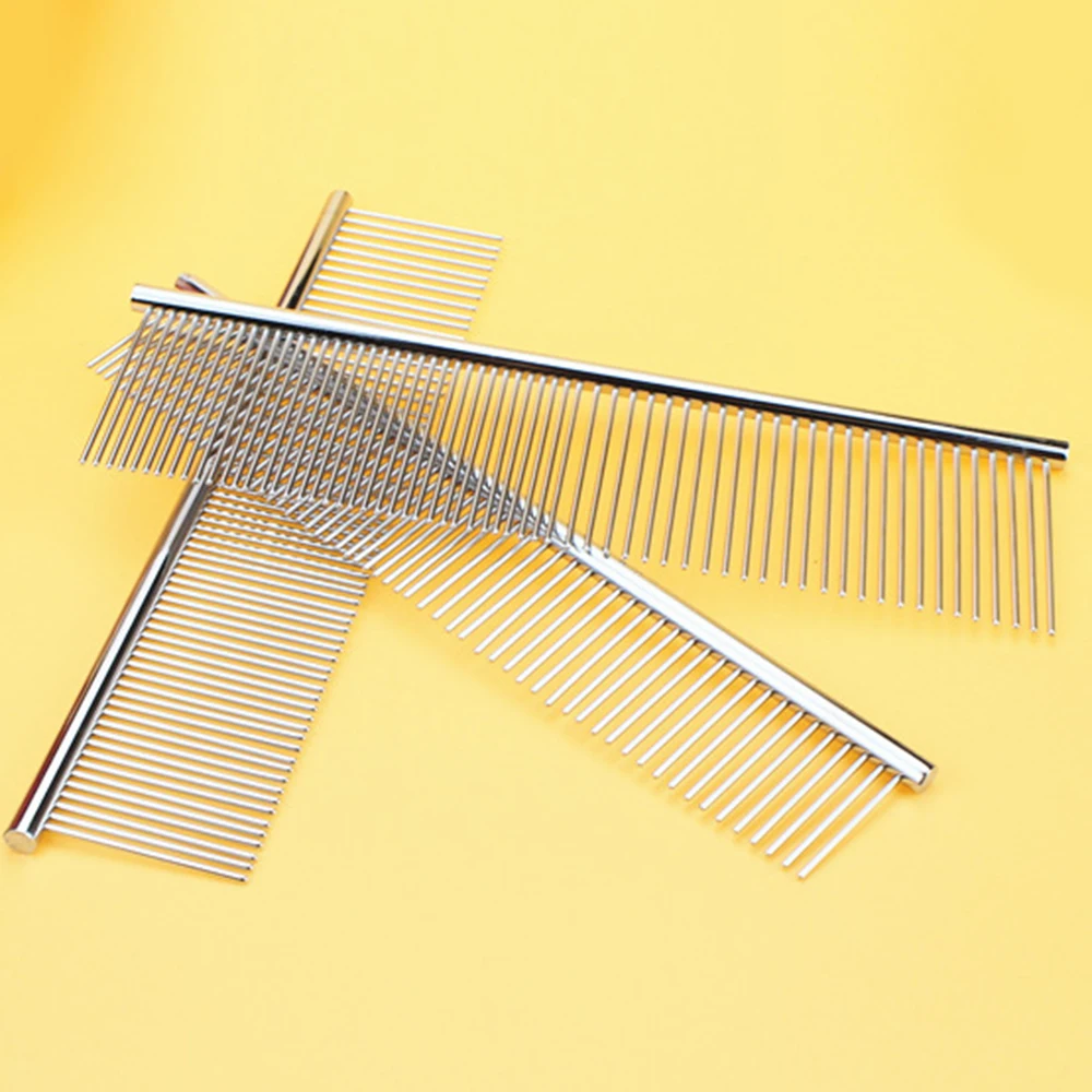 Super Surdy Durable Pet Grooming Cat Dog Puppy Long Haired Fur Grooming Sliver Metal Anti-static Comb Pet Beauty Tool New