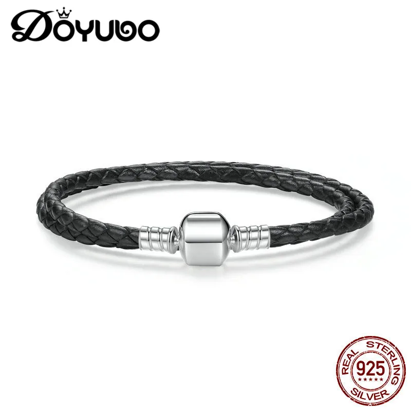 DOYUBO из натуральной кожи длинный двойная черная плетёный кожаный браслет-цепочка
