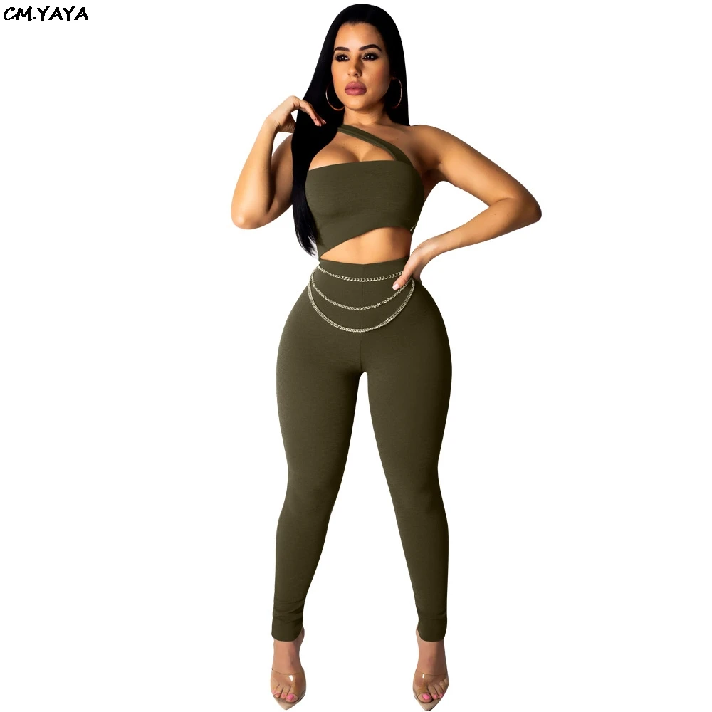 

New women sexy club party cut out waist one shoulder sleeveless chain splicing jumpsuit bodycon beach romper playsuit GLWYNZ8185