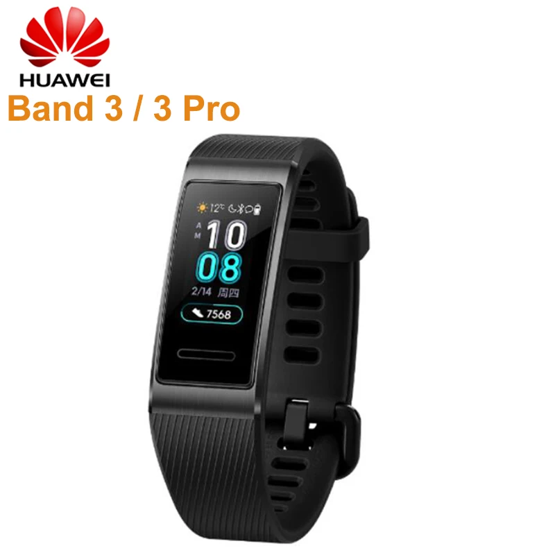

Original HUAWEI Band 3 Pro / 3 Smart Wristband 0.95'' Full Touch Control Heart Rate Monitor Waterproof 5ATM GPS Smart Bracelet