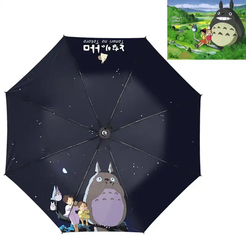 アニメとなりのトトロ猫キキの傘 3 傘漫画防風フォールディング太陽の雨の傘 Umbrellas Aliexpress