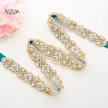 Стразы свадебный пояс 35 дюймов Длина пояс невесты Жемчуг розовое золото Лента Свадебная со стразами для свадебных платьев Y156G